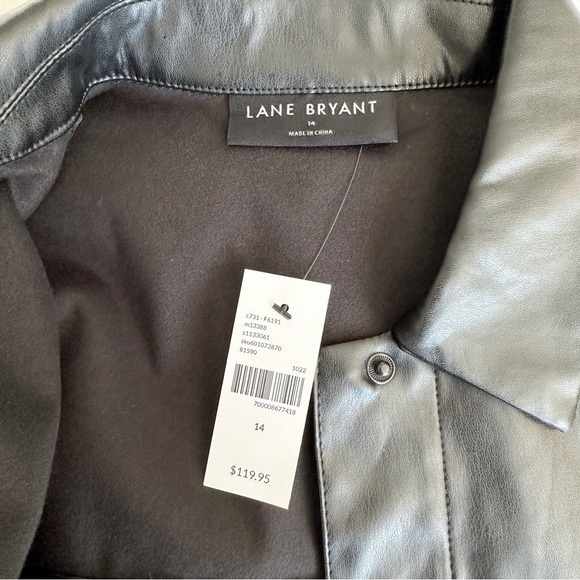 Lane Bryant Faux Leather Shirt Jacket Black  Size 14 NWT - Picture 3 of 14